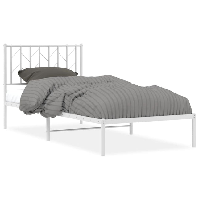 sengeramme med sengegavl 90x200 cm metal hvid