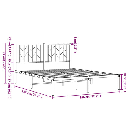 sengeramme med sengegavl 140x190 cm metal hvid