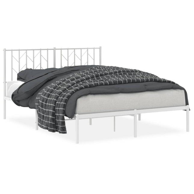 sengeramme med sengegavl 140x200 cm metal hvid