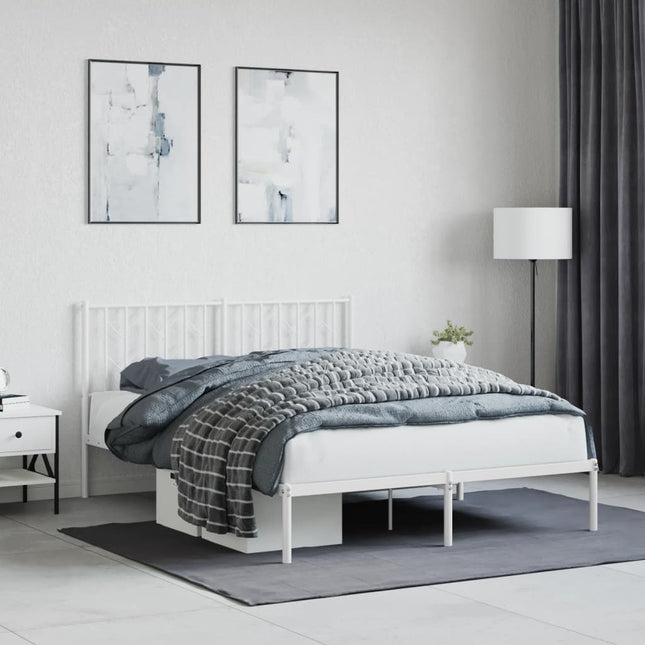sengeramme med sengegavl 140x200 cm metal hvid