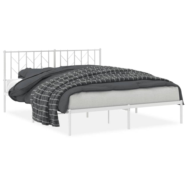 sengeramme med sengegavl 160x200 cm metal hvid