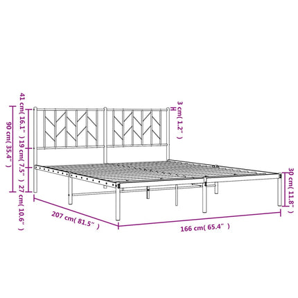 sengeramme med sengegavl 160x200 cm metal hvid