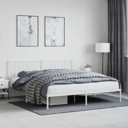 sengeramme med sengegavl 183x213 cm metal hvid