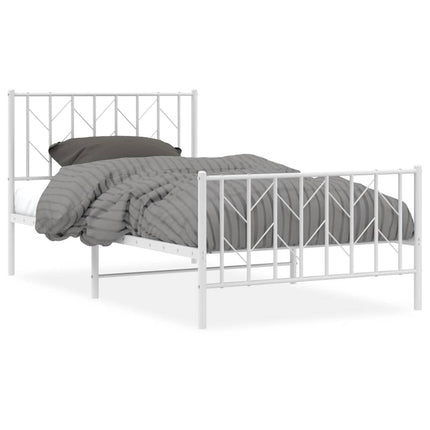 sengeramme med sengegavl og fodgærde 100x200 cm metal hvid