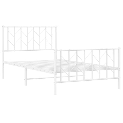 sengeramme med sengegavl og fodgærde 100x200 cm metal hvid