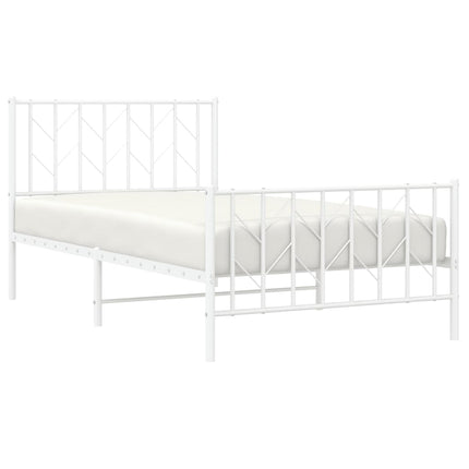sengeramme med sengegavl og fodgærde 100x200 cm metal hvid