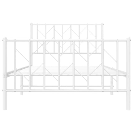 sengeramme med sengegavl og fodgærde 100x200 cm metal hvid