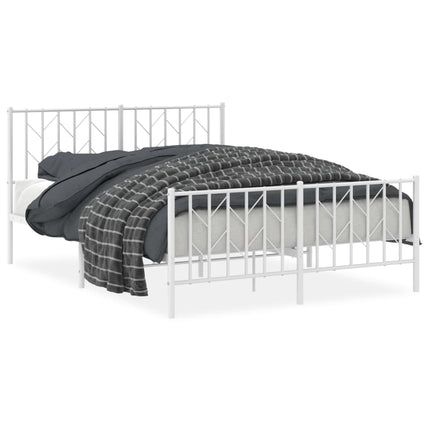 sengeramme med sengegavl og fodgærde 135x190 cm metal hvid