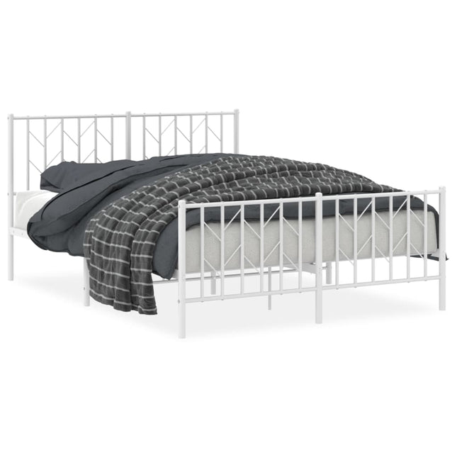 sengeramme med sengegavl og fodgærde 135x190 cm metal hvid