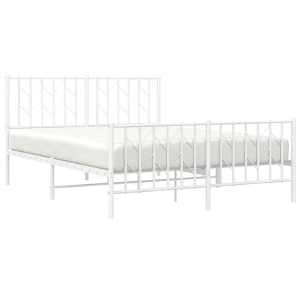 sengeramme med sengegavl og fodgærde 135x190 cm metal hvid