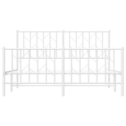 sengeramme med sengegavl og fodgærde 135x190 cm metal hvid
