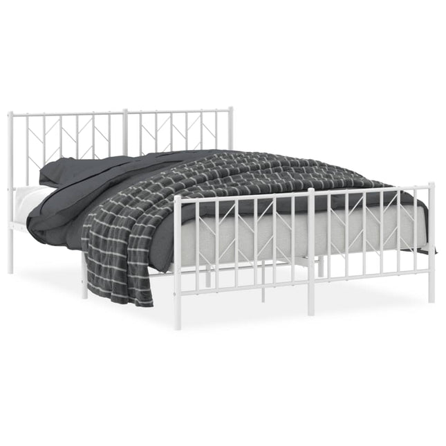 sengeramme med sengegavl og fodgærde 140x190 cm metal hvid