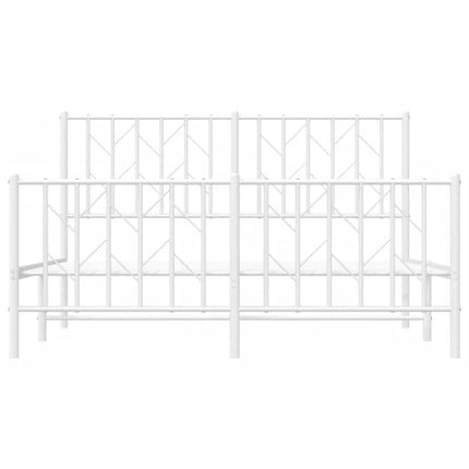 sengeramme med sengegavl og fodgærde 140x190 cm metal hvid