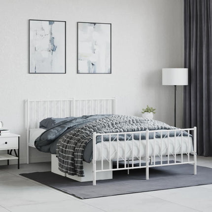 sengeramme med sengegavl og fodgærde 140x190 cm metal hvid