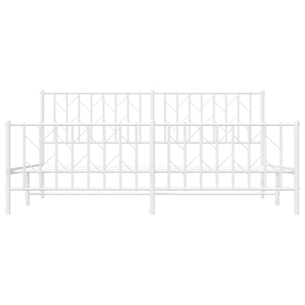 sengeramme med sengegavl og fodgærde 183x213 cm metal hvid