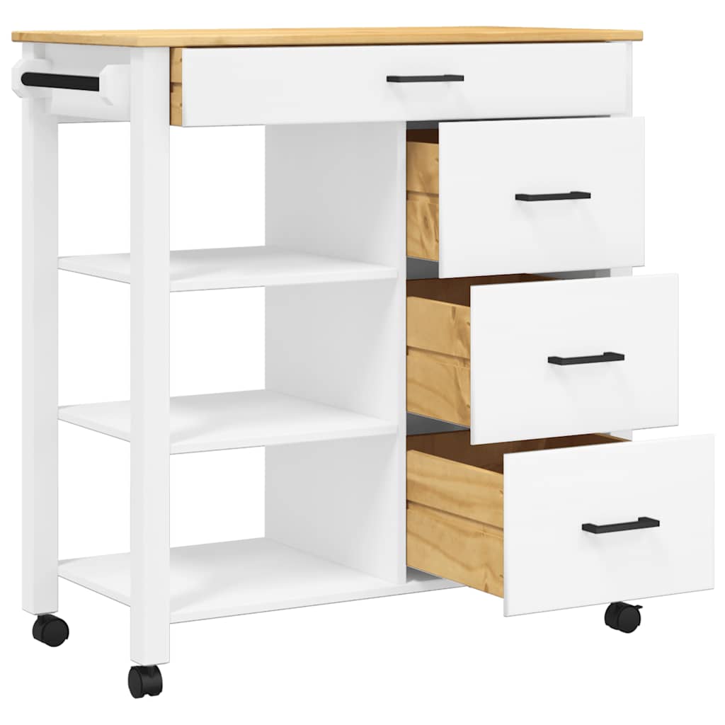 køkkenvogn MONZA 84x40x88,5 cm massivt fyrretræ