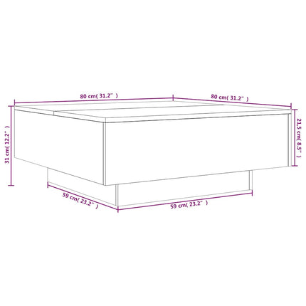 sofabord 80x80x31 cm konstrueret træ sort