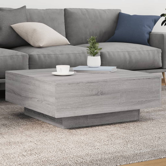 sofabord 80x80x31 cm konstrueret træ grå sonoma-eg