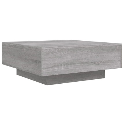 sofabord med LED-lys 80x80x31 cm grå sonoma-eg