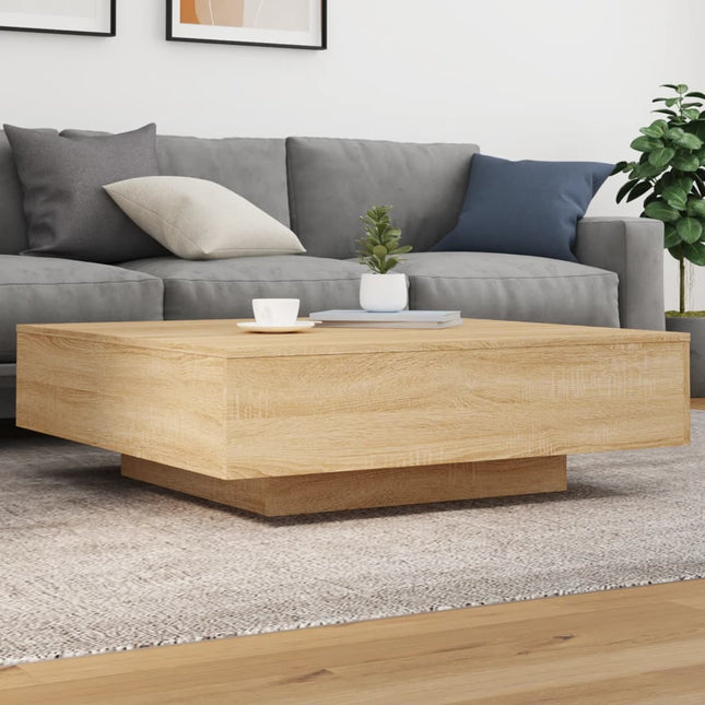 sofabord 100x100x31 cm konstrueret træ sonoma-eg