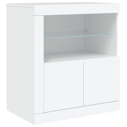 skænk med LED-lys 60,5x37x67 cm hvid