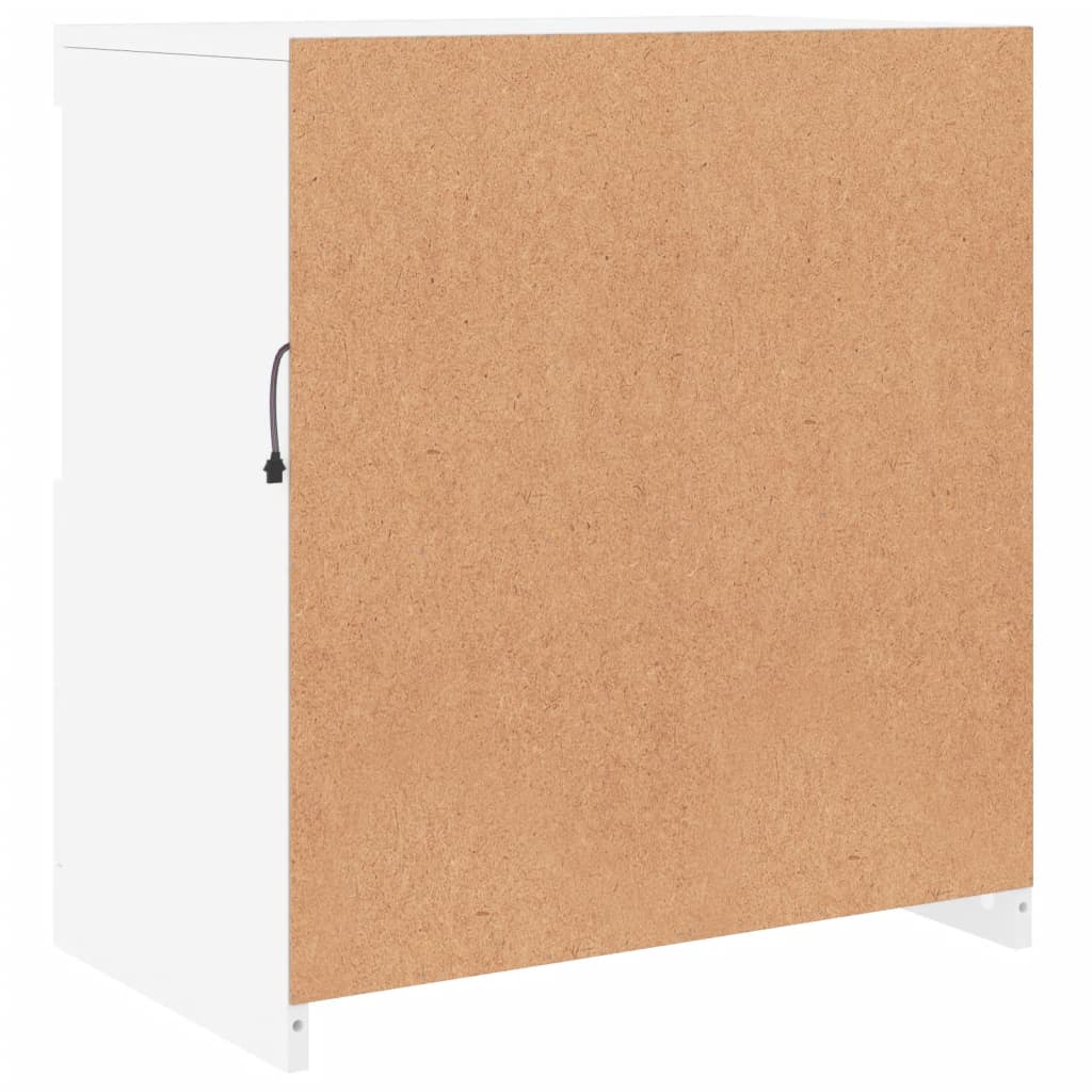 skænk med LED-lys 60,5x37x67 cm hvid