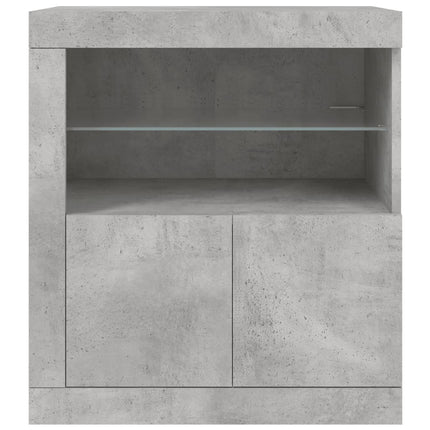 skænk med LED-lys 60,5x37x67 cm betongrå