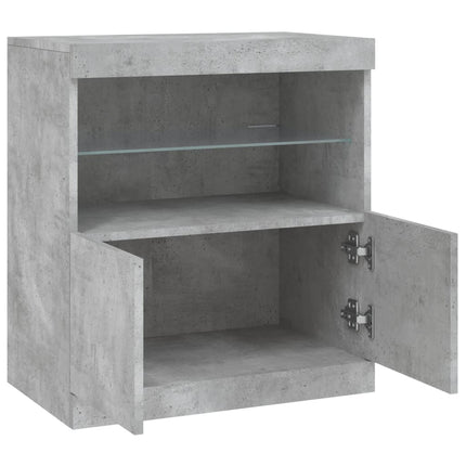 skænk med LED-lys 60,5x37x67 cm betongrå