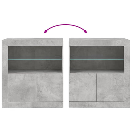 skænk med LED-lys 60,5x37x67 cm betongrå