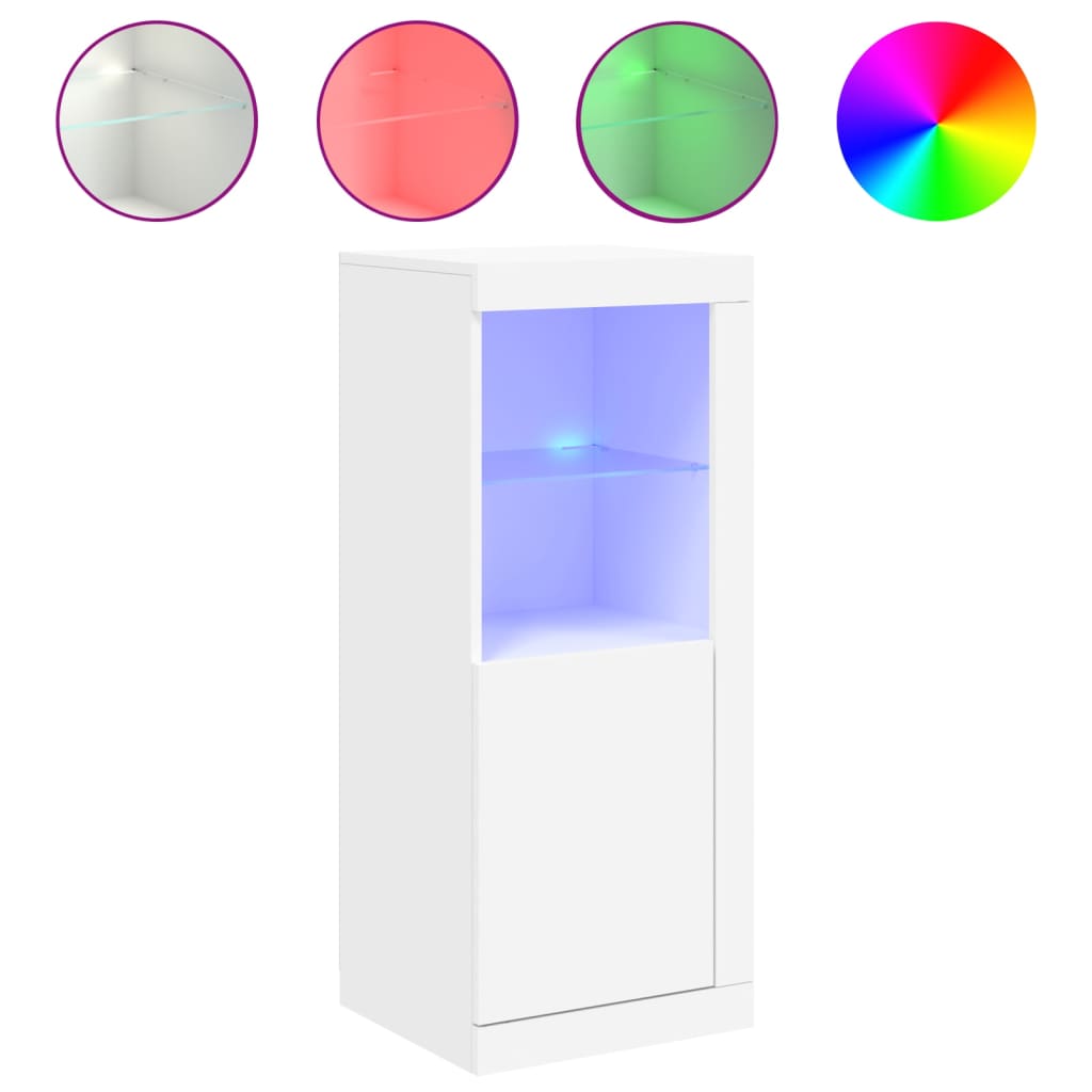 skænk med LED-lys 41x37x100 cm hvid