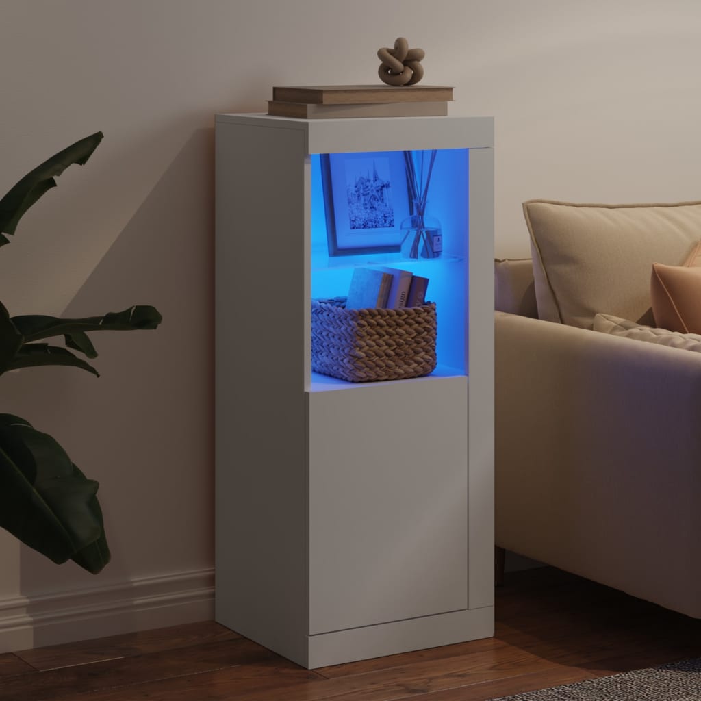 skænk med LED-lys 41x37x100 cm hvid