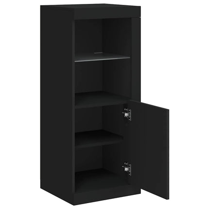 skænk med LED-lys 41x37x100 cm sort