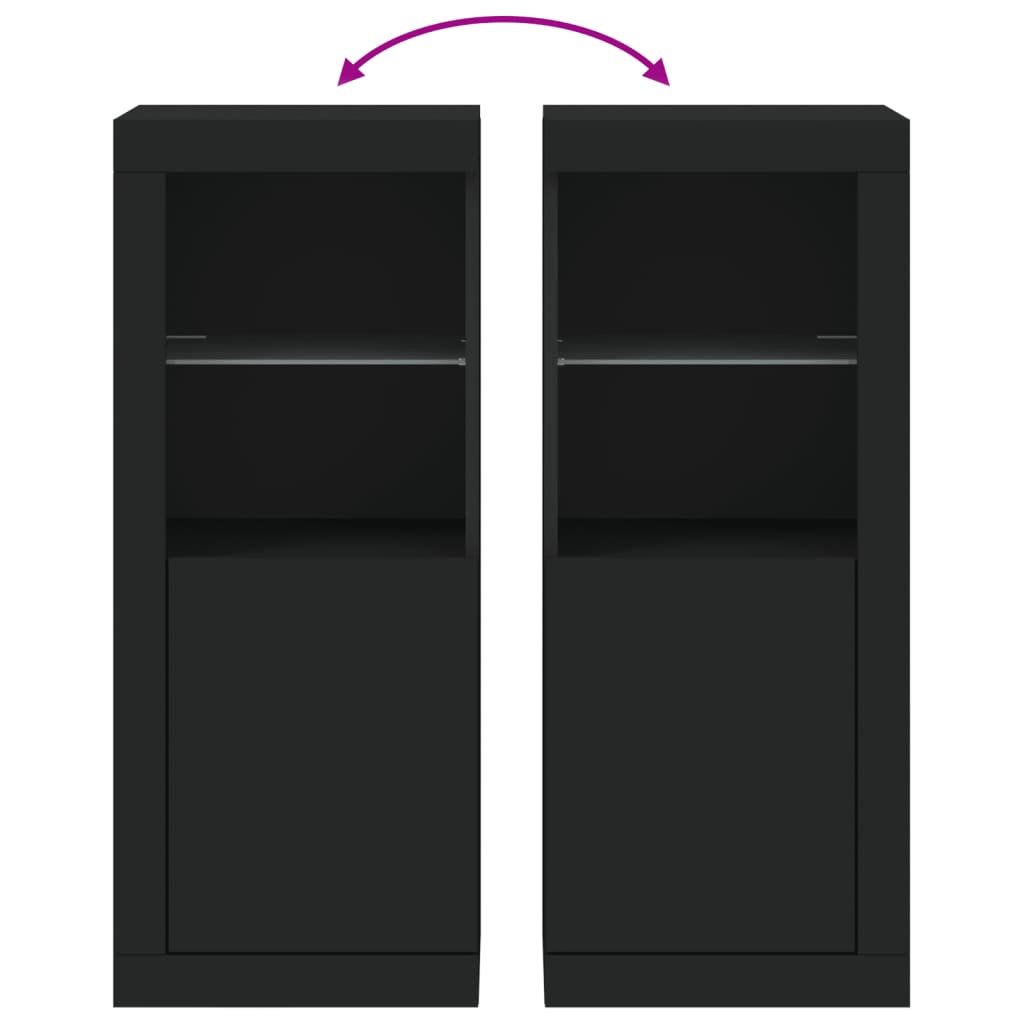 skænk med LED-lys 41x37x100 cm sort