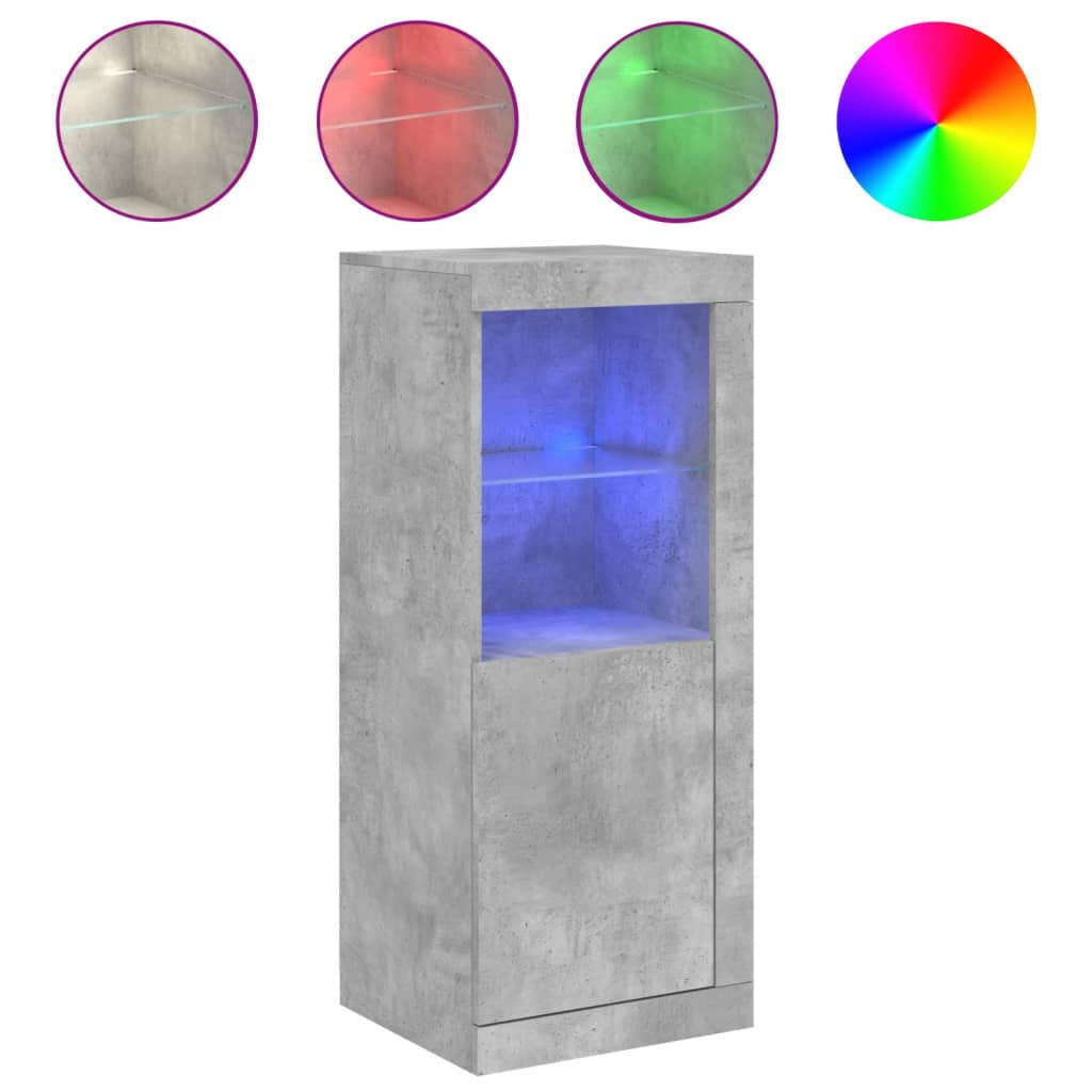 skænk med LED-lys 41x37x100 cm betongrå