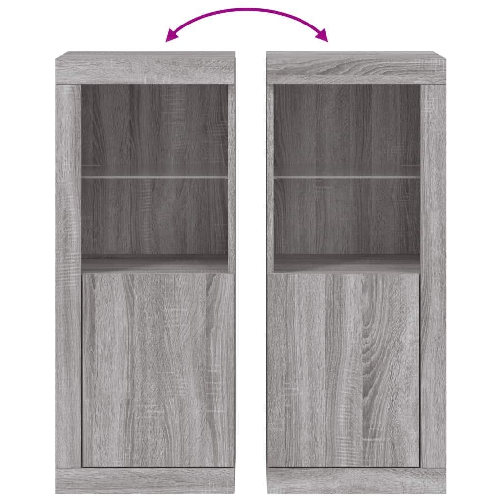 skænk med LED-lys 41x37x100 cm grå sonoma-eg