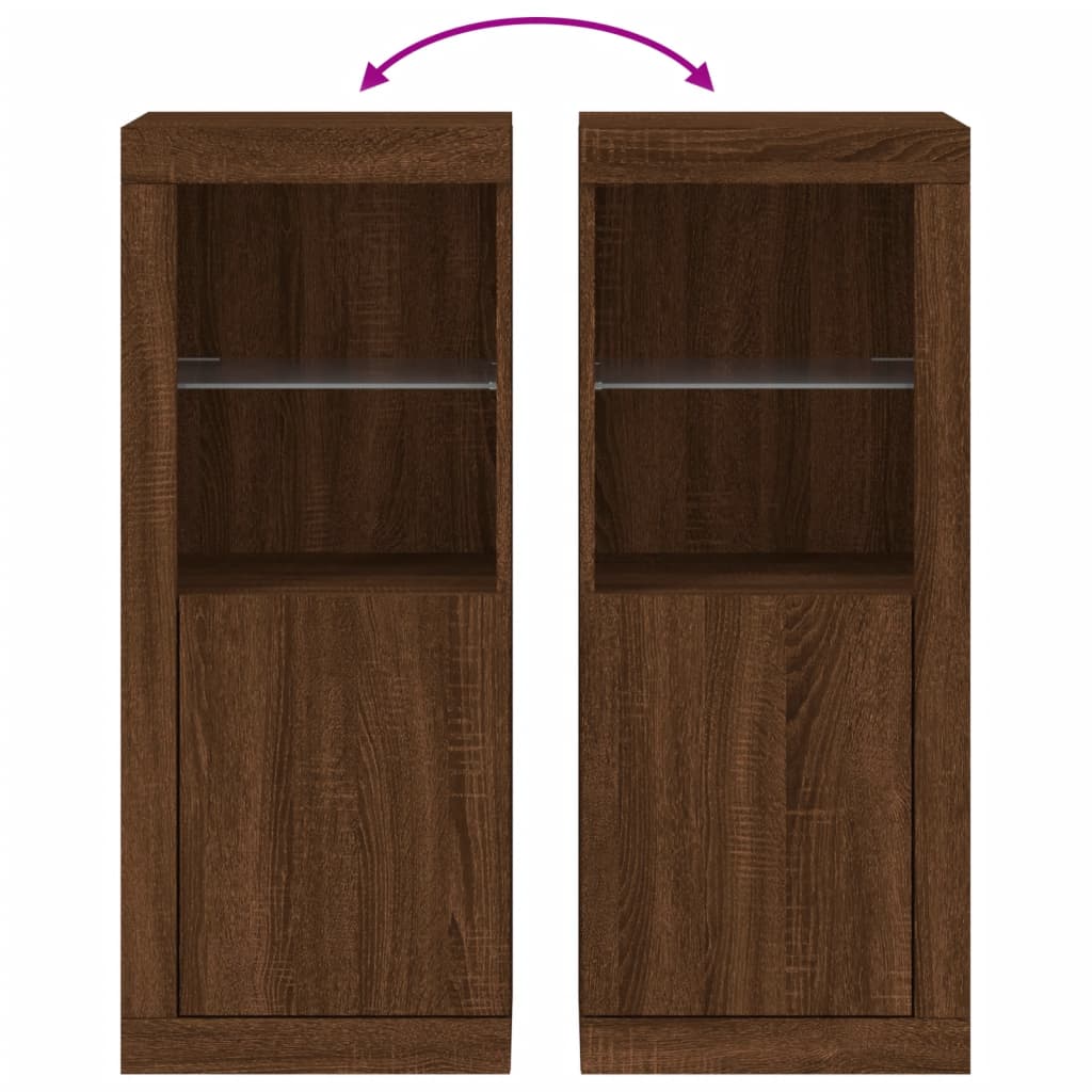 skænk med LED-lys 41x37x100 cm røget egetræsfarve