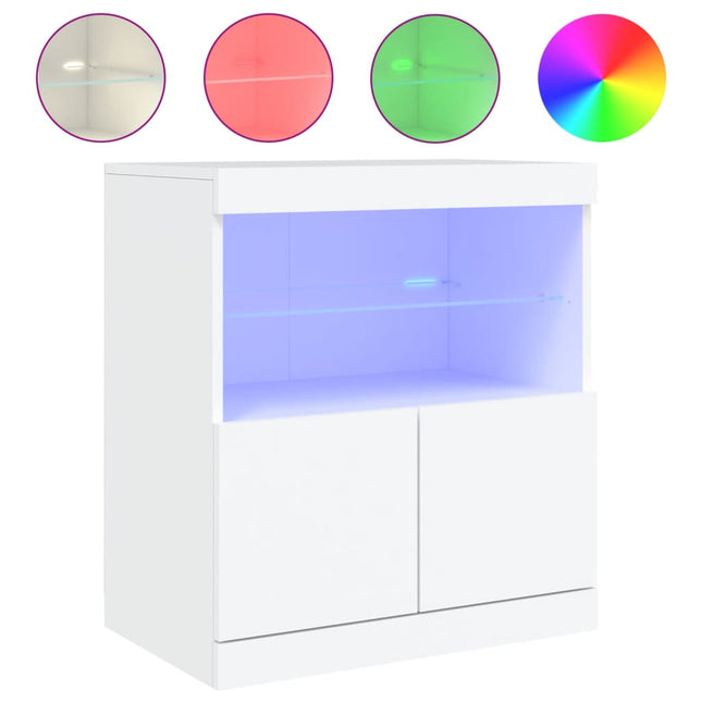skænk med LED-lys 60x37x67 cm hvid
