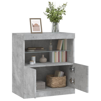 skænk med LED-lys 60x37x67 cm betongrå