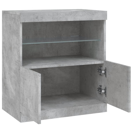 skænk med LED-lys 60x37x67 cm betongrå