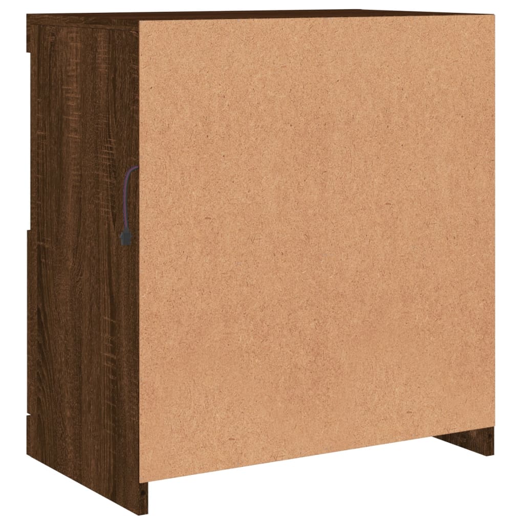 skænk med LED-lys 60x37x67 cm brun egetræsfarve