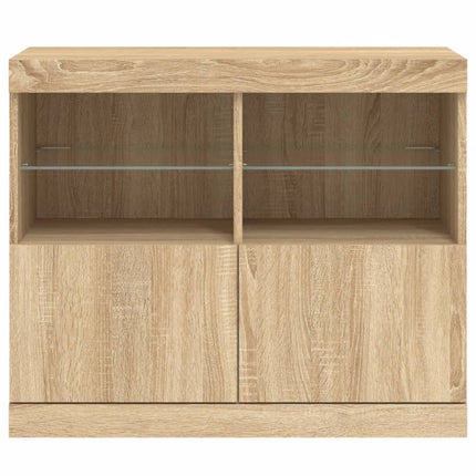 skænk med LED-lys 81x37x67 cm sonoma-eg