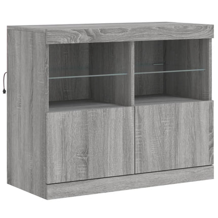 skænk med LED-lys 81x37x67 cm grå sonoma-eg