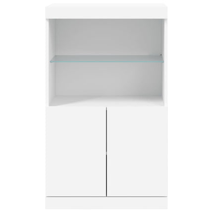 skænk med LED-lys 60,5x37x100 cm hvid
