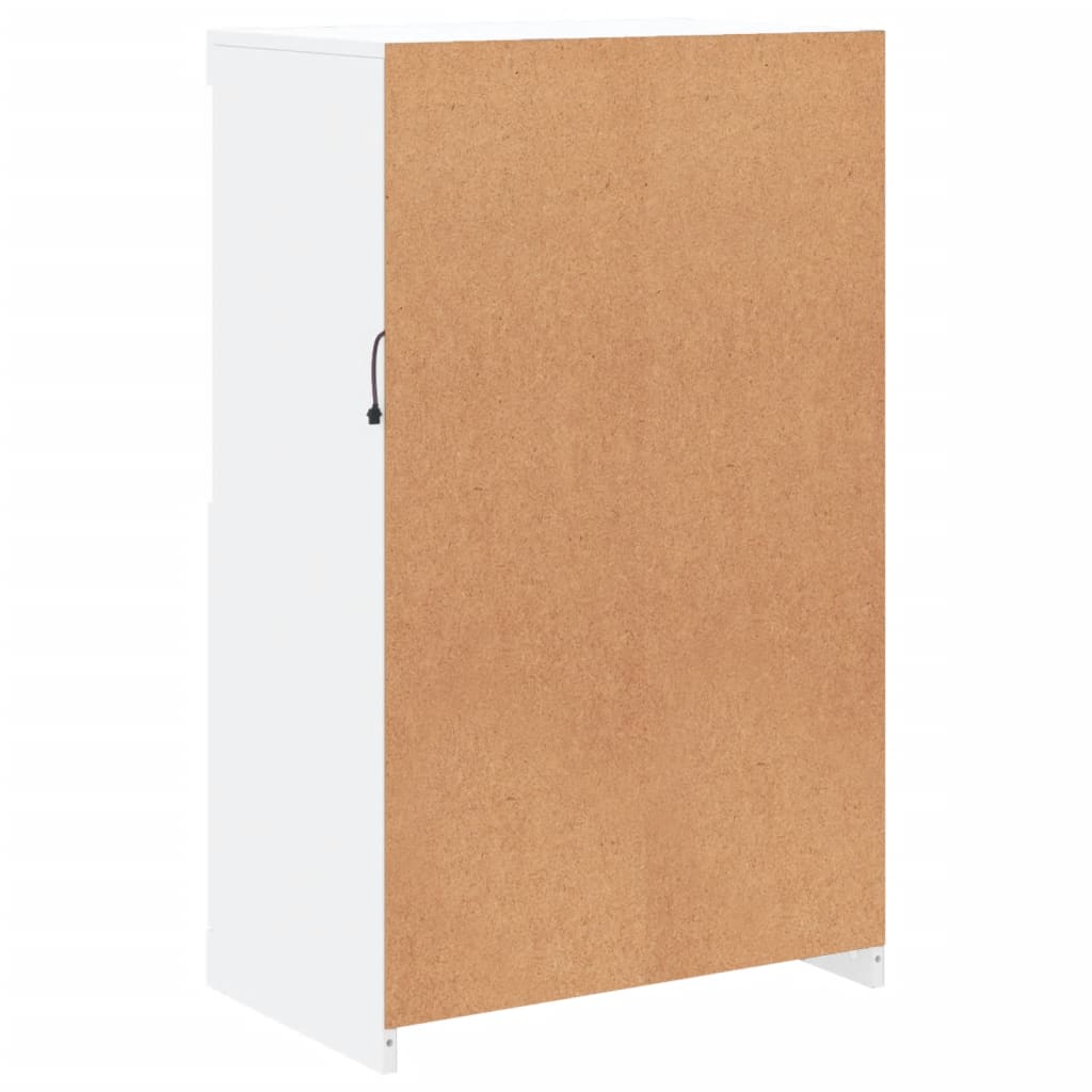 skænk med LED-lys 60,5x37x100 cm hvid