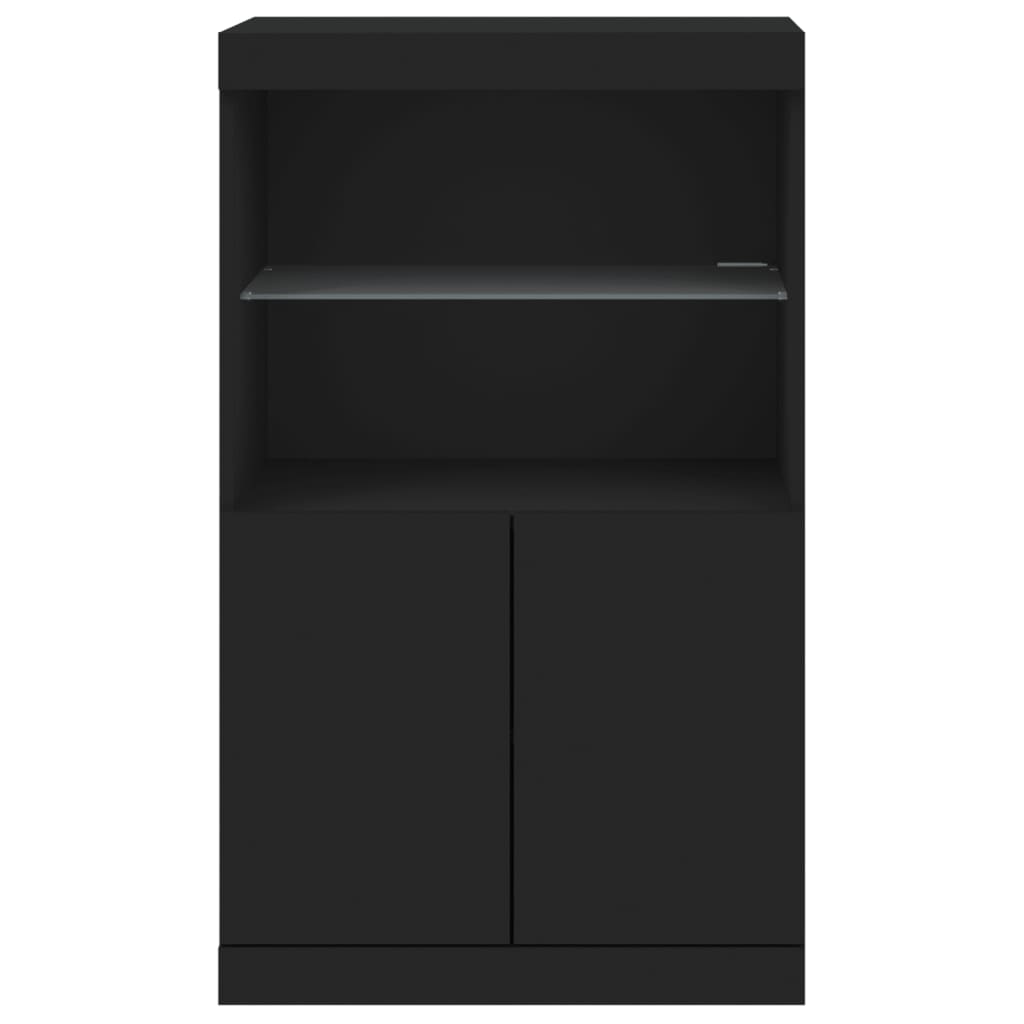 skænk med LED-lys 60,5x37x100 cm sort