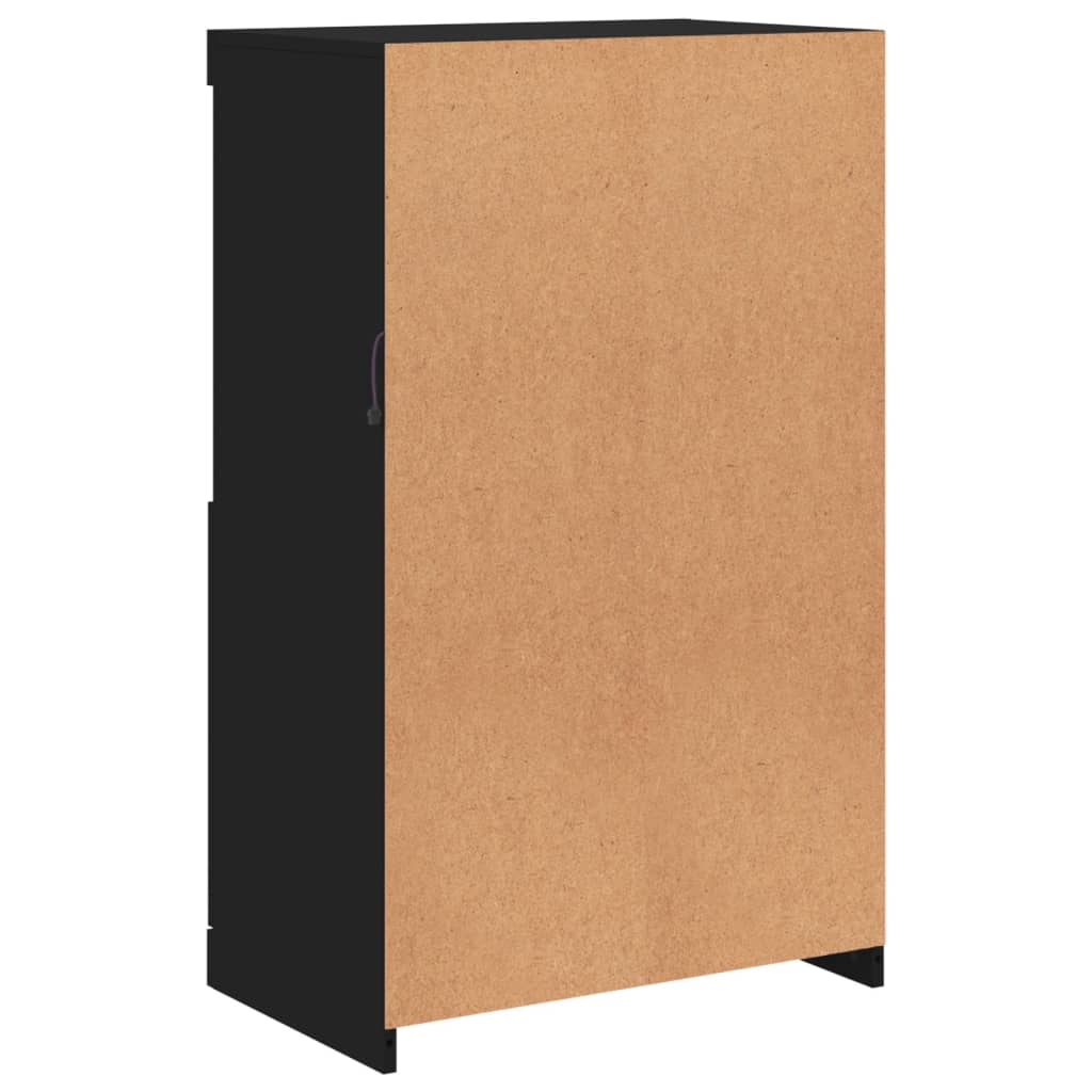 skænk med LED-lys 60,5x37x100 cm sort