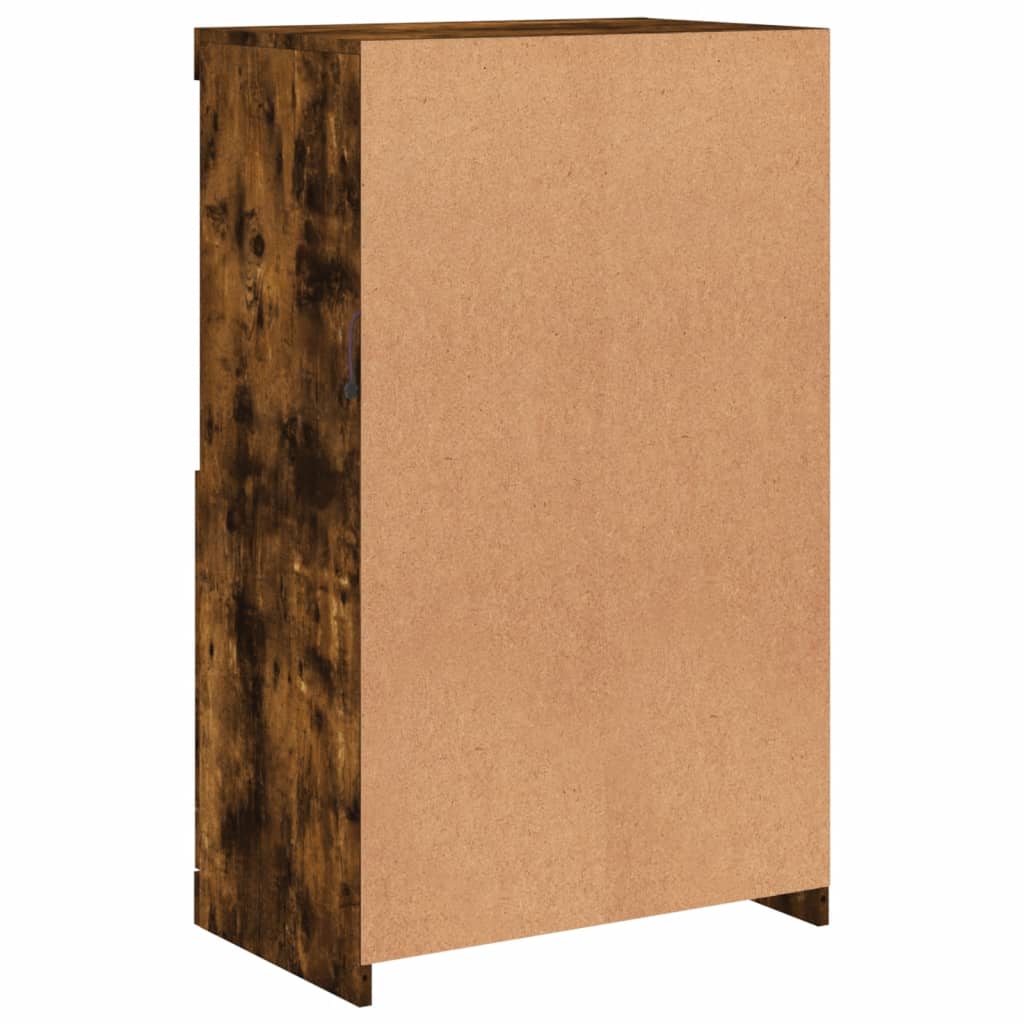 skænk med LED-lys 60,5x37x100 cm røget egetræsfarve