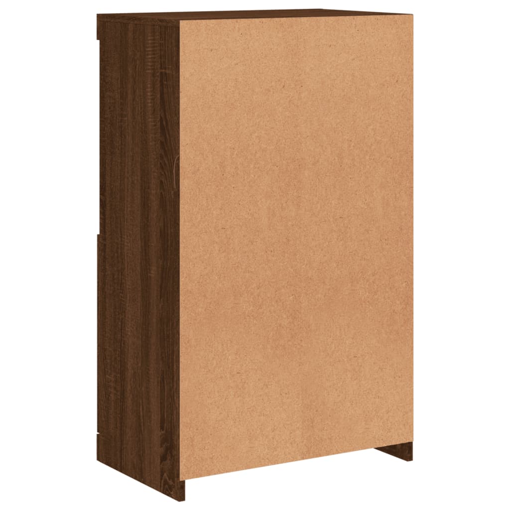 skænk med LED-lys 60,5x37x100 cm brun egetræsfarve