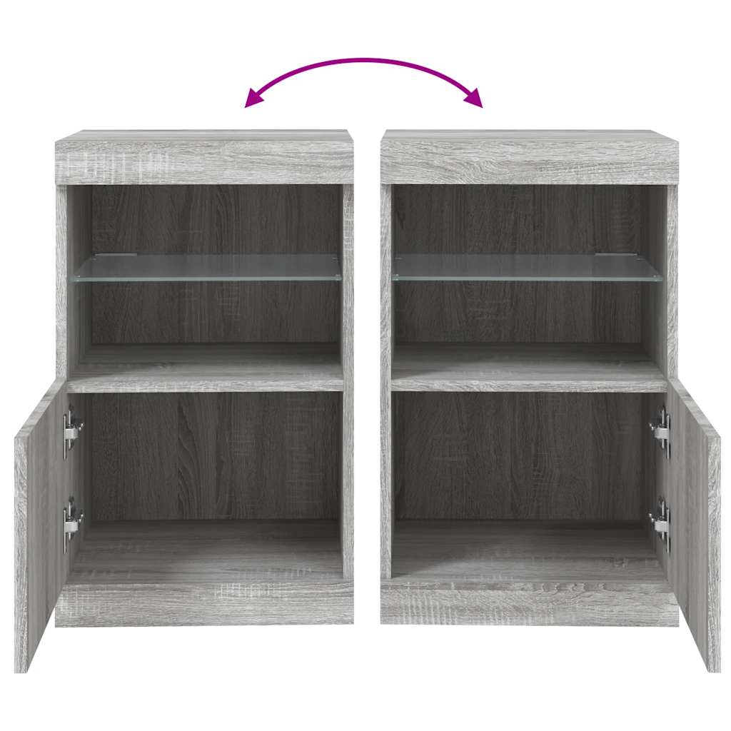 skænk med LED-lys 41x37x67 cm grå sonoma-eg