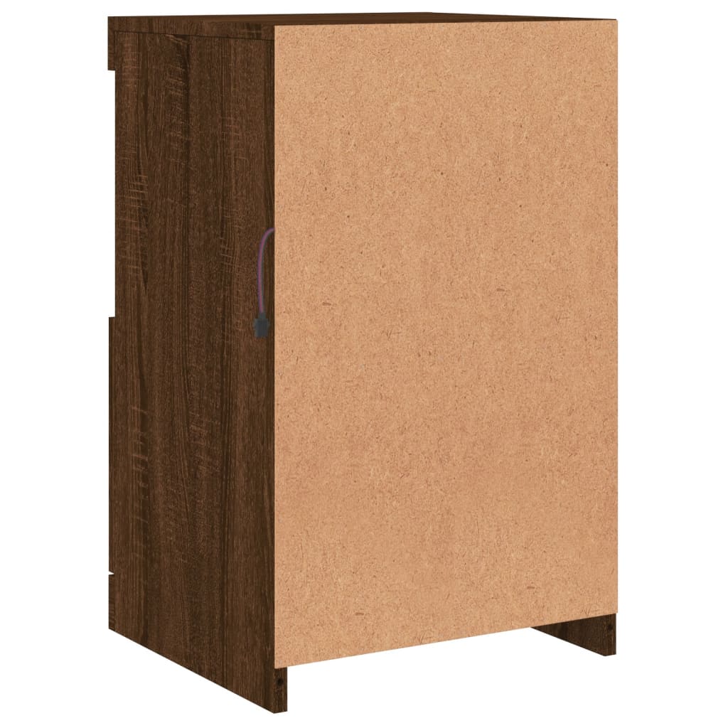 skænk med LED-lys 41x37x67 cm brun egetræsfarve